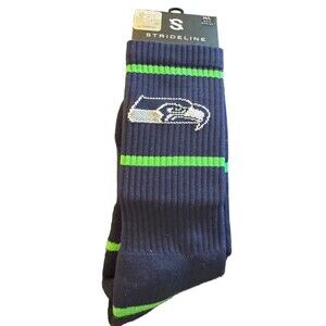 Seattle Seahawks NFL Navy Green Gray Adult 1/4‎ Quarter Mid-Length Socks M/L